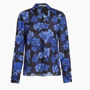Alice and Olivia Willa Floral Silk Button-Front Blouse
